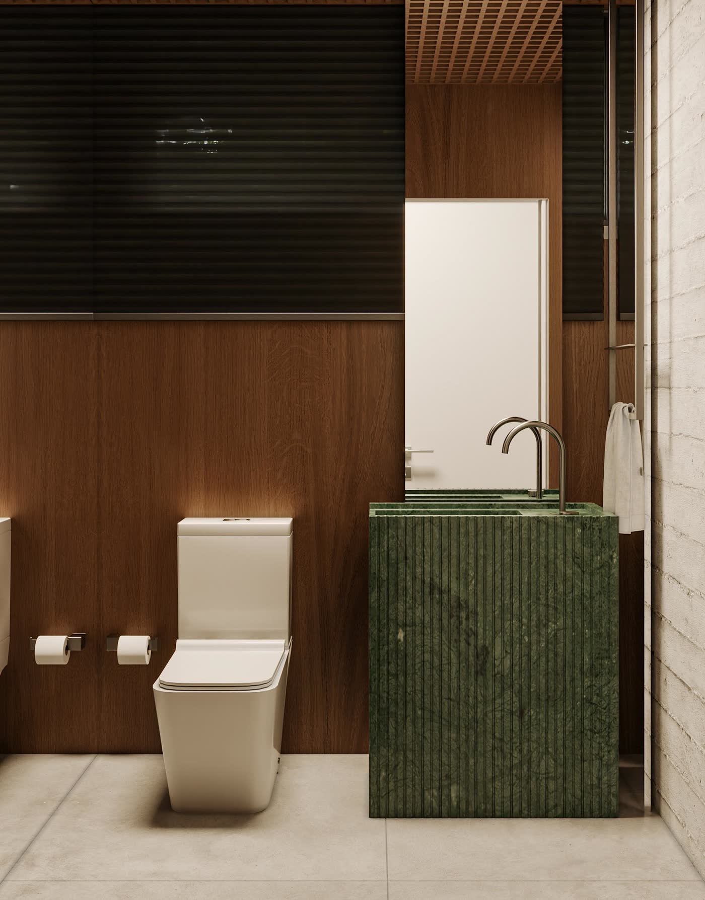 Lavabo com bancada em pedra verde