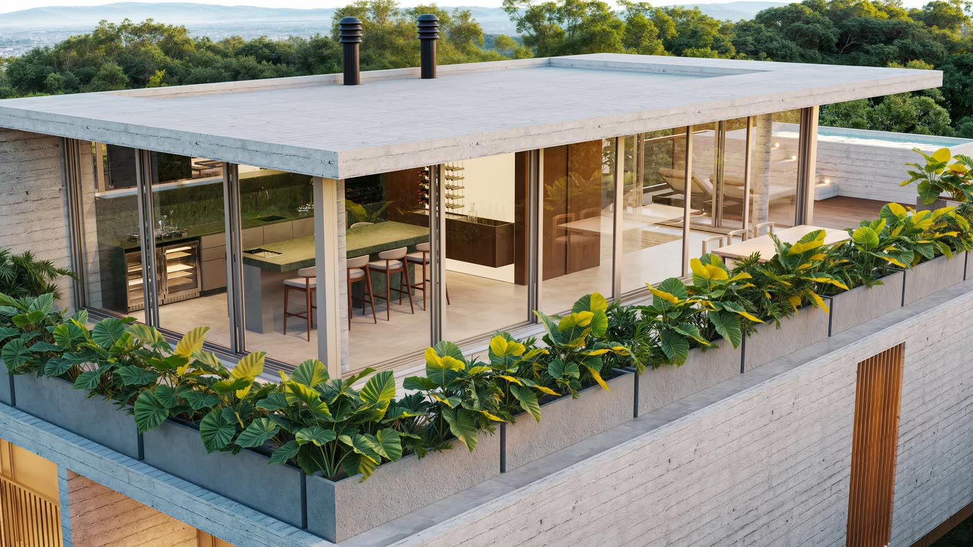 Piscina do rooftop com vista para a mata